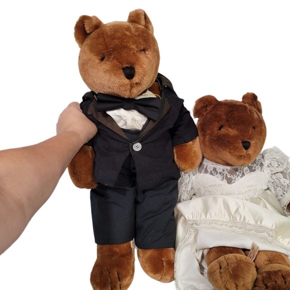 vintage 1983 Aldon heart co bride and groom teddy bears huntington beach - Picture 5 of 10